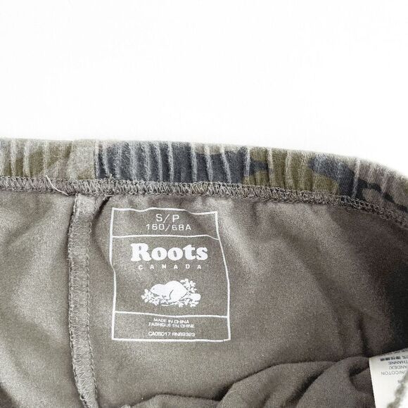 Roots Women's Camo Print Elastic Waist Mid-Rise Cropped Leggings Green Small - Picture 5 of 9